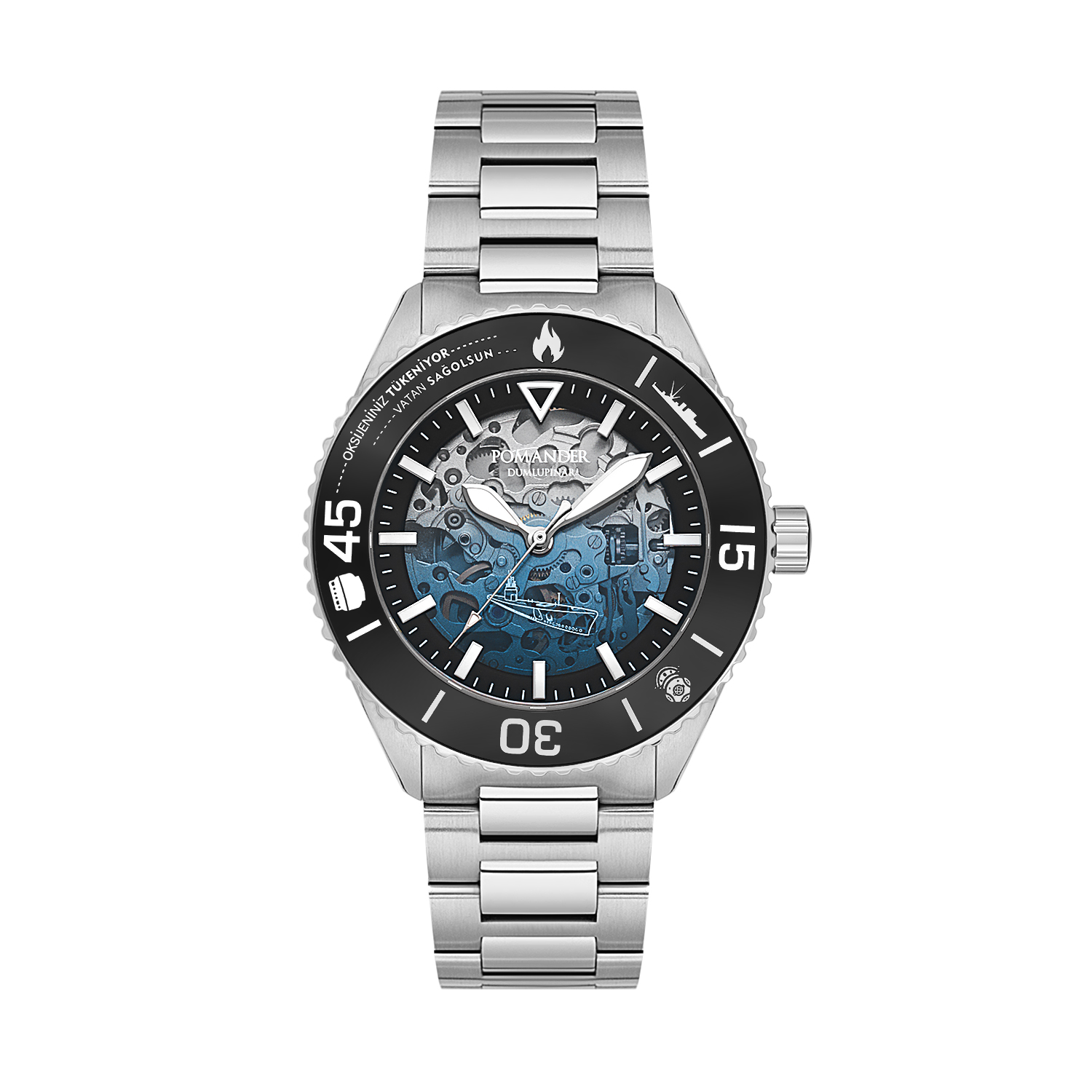 Pomander Erkek Diver Otomatik Kol Saati Dumlupınar – Deniz Mavisi
