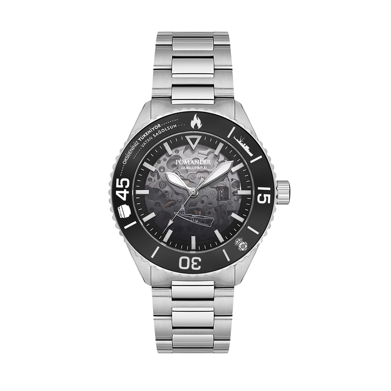 Pomander Erkek Diver Otomatik Kol Saati Dumlupınar – Denizaltı Grisi