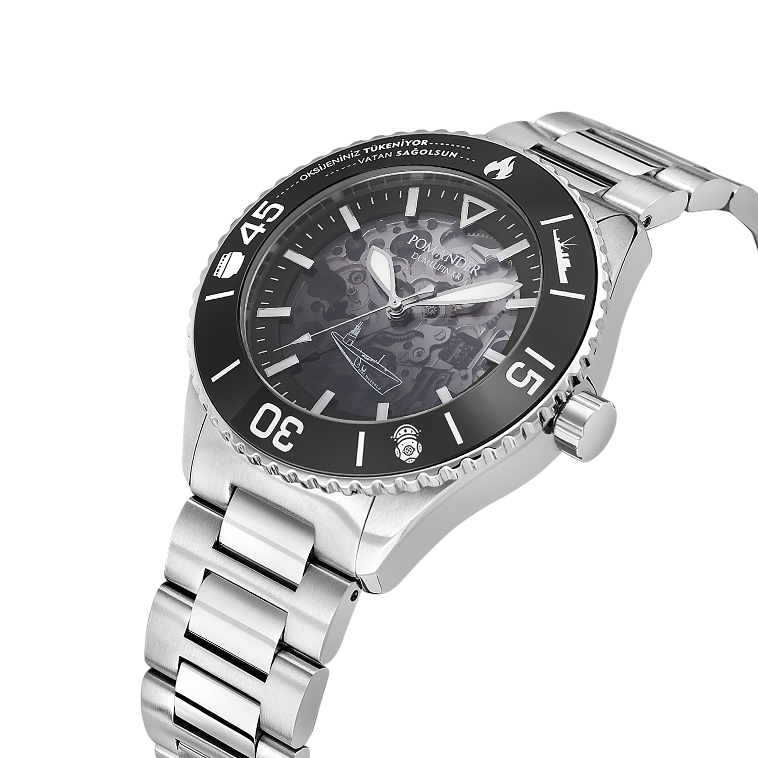 Pomander Erkek Diver Otomatik Kol Saati Dumlupınar - Denizaltı Grisi - Görsel 3